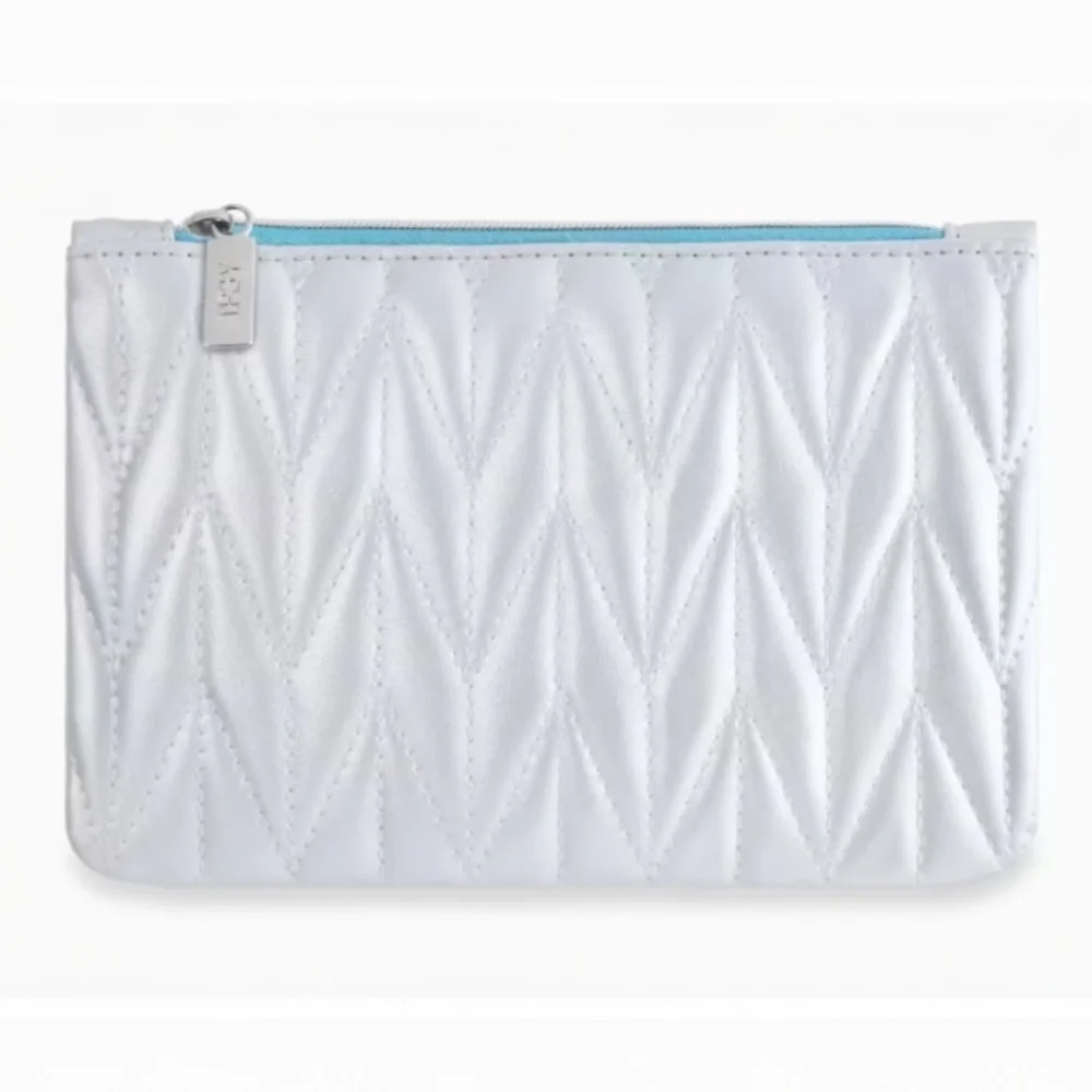 Ipsy NWOT Silver Metallic Small Cosmetic Bag Travel Glam Bag Casual Makeup Cute